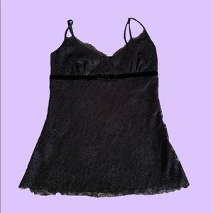 Y2K Express Black Lace Cami Top w/ Bow detail